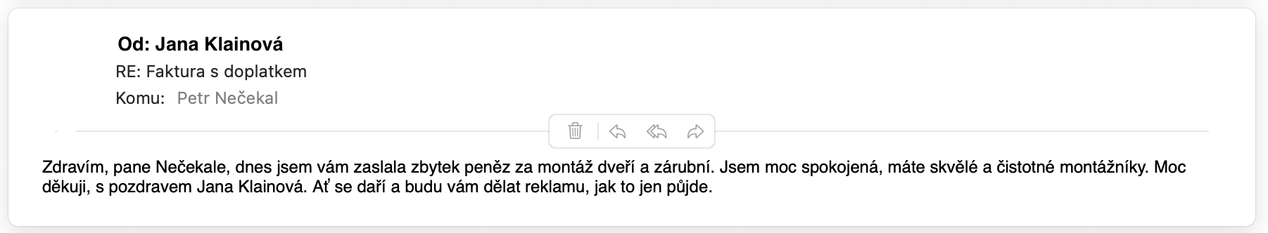 E-mailová reference Jany Klainové
