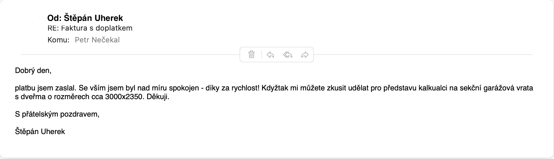 E-mailová reference Štěpána Uherka