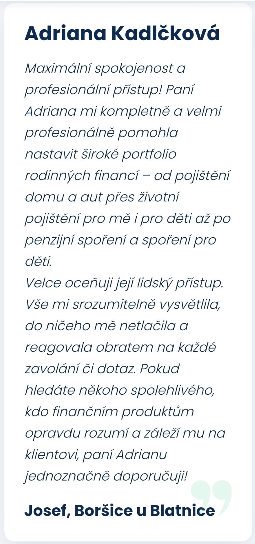 Recenze klienta