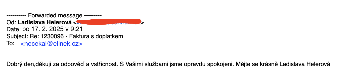 E-mailová reference Ladislavy Helerové